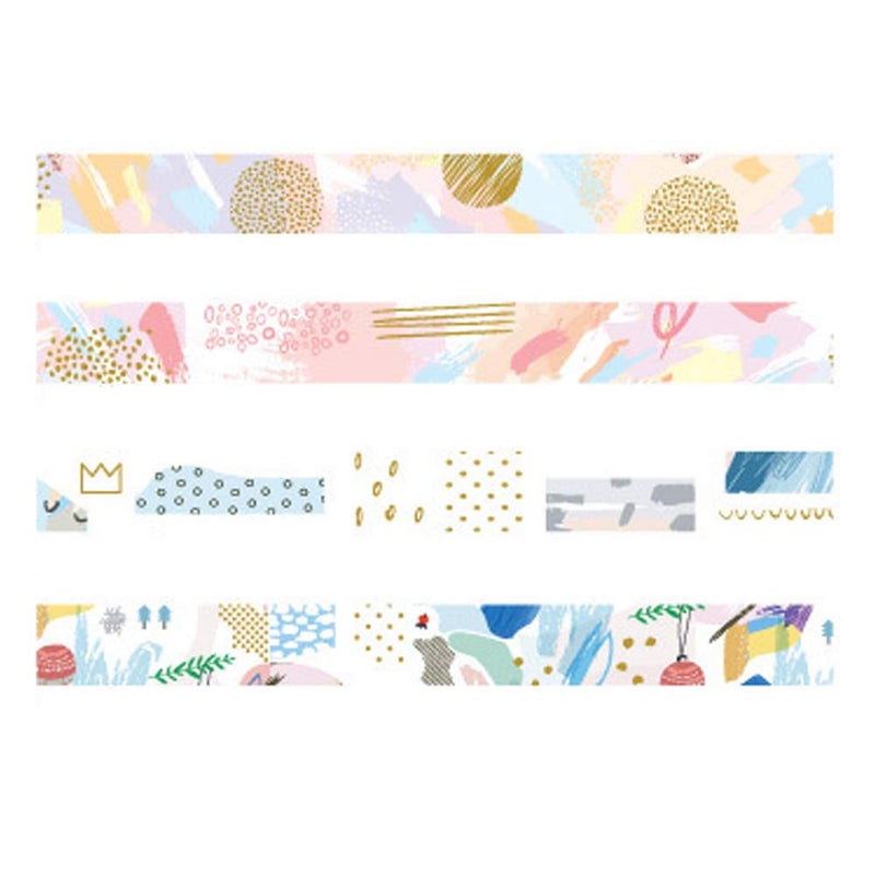 YUBBAEX Gold Washi Tape IG Style Foil Masking Tape Set Decorative for Arts, DIY Crafts, Journal Supplies, Planners, Scrapbook, Card/Gift Wrapping -4 Rolls x 15mm- (Geometric Bronzing) - Image 3